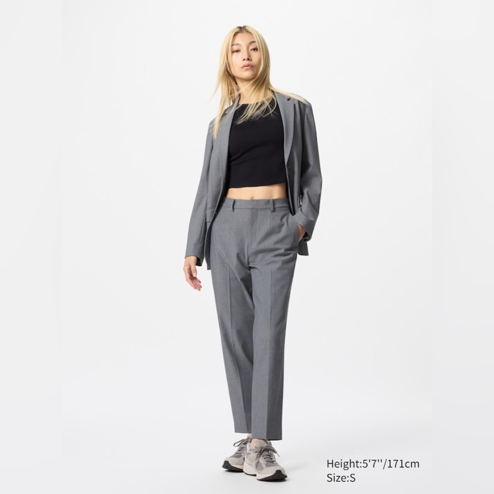 [US 4 / Small] Uniqlo Smart Ankle Pants with 2-Way Stretch in gray